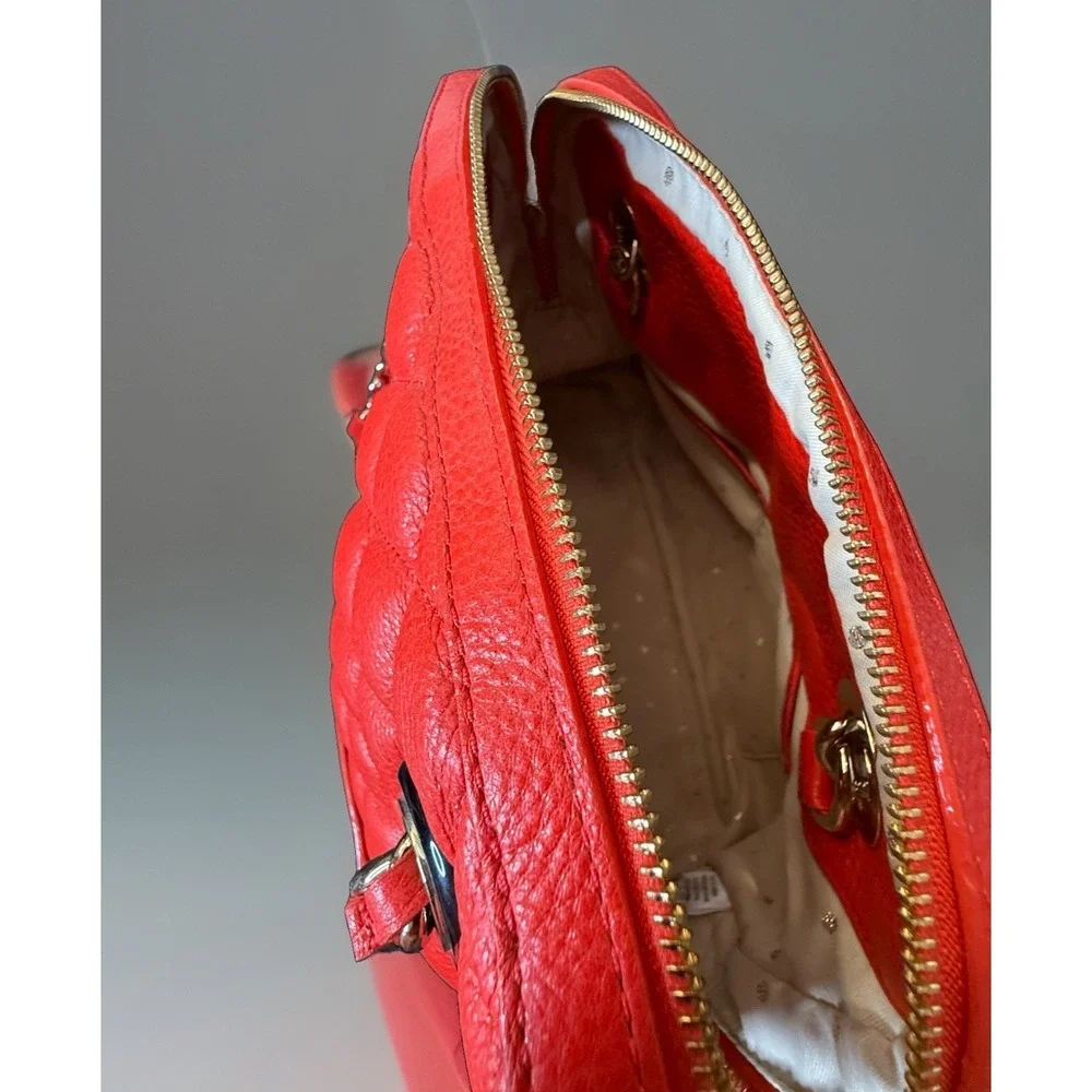Kate Spade Gold Coast Georgina Quilted Leather Bag Maraschino Cherry Red EXC